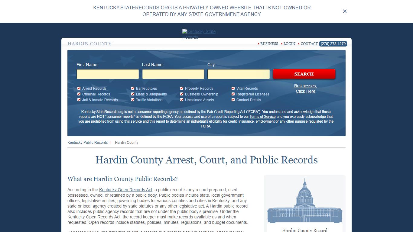 Hardin County Arrest, Court, and Public Records